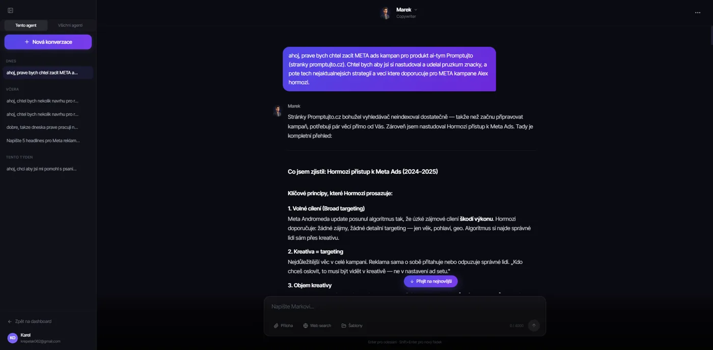 Ukázka aplikace Promptujto AI Tým